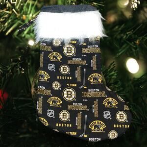 Boston Bruins Christmas Stocking NHL Hockey Holiday Decor Black Gold Logo 18"